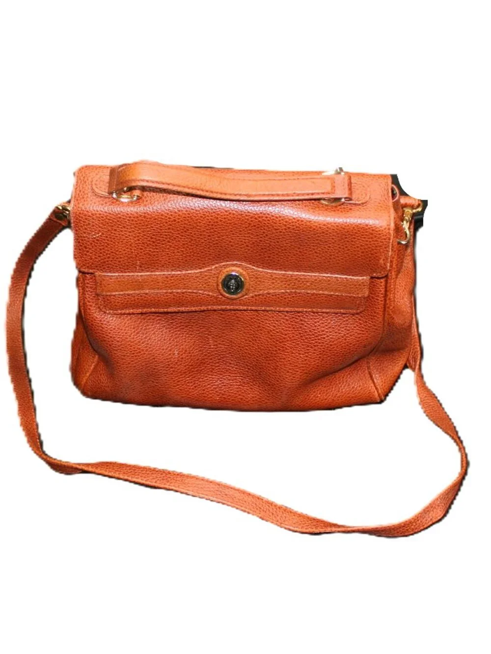 VTG Liz Claiborne Genuine Pebbled Leather Satchel Top Handle Crossbody Bag